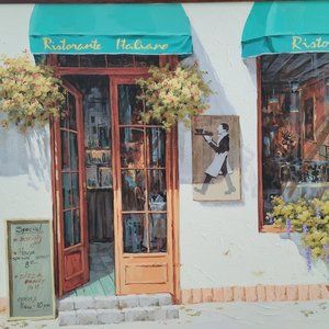 RISTORANTE ITALIANO by Viktor Shvaiko ORIGINAL on canvas -  circa 1990.